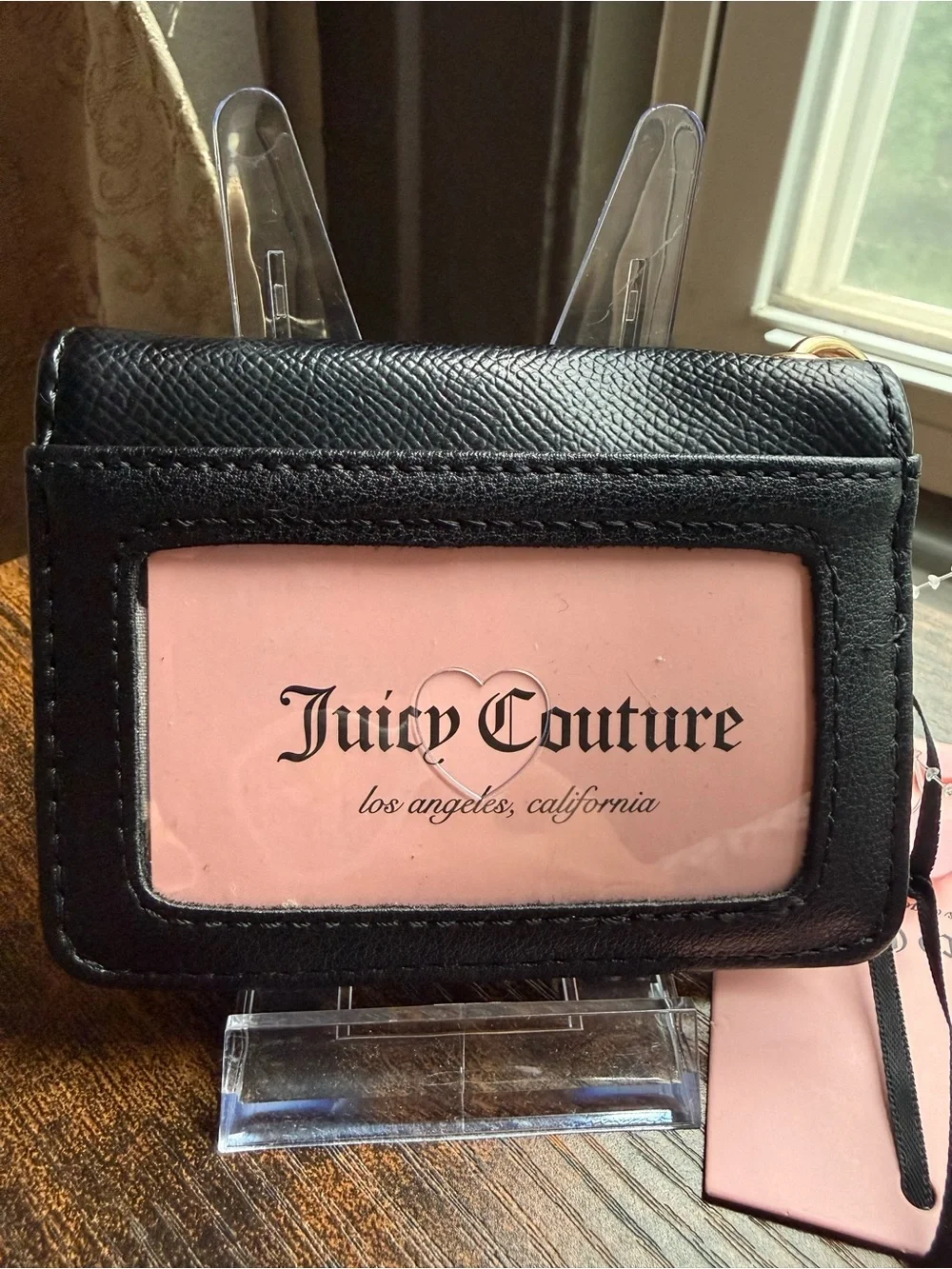 NWT Juicy Couture Black Mini Wallet with Lipstick & Heart Charms